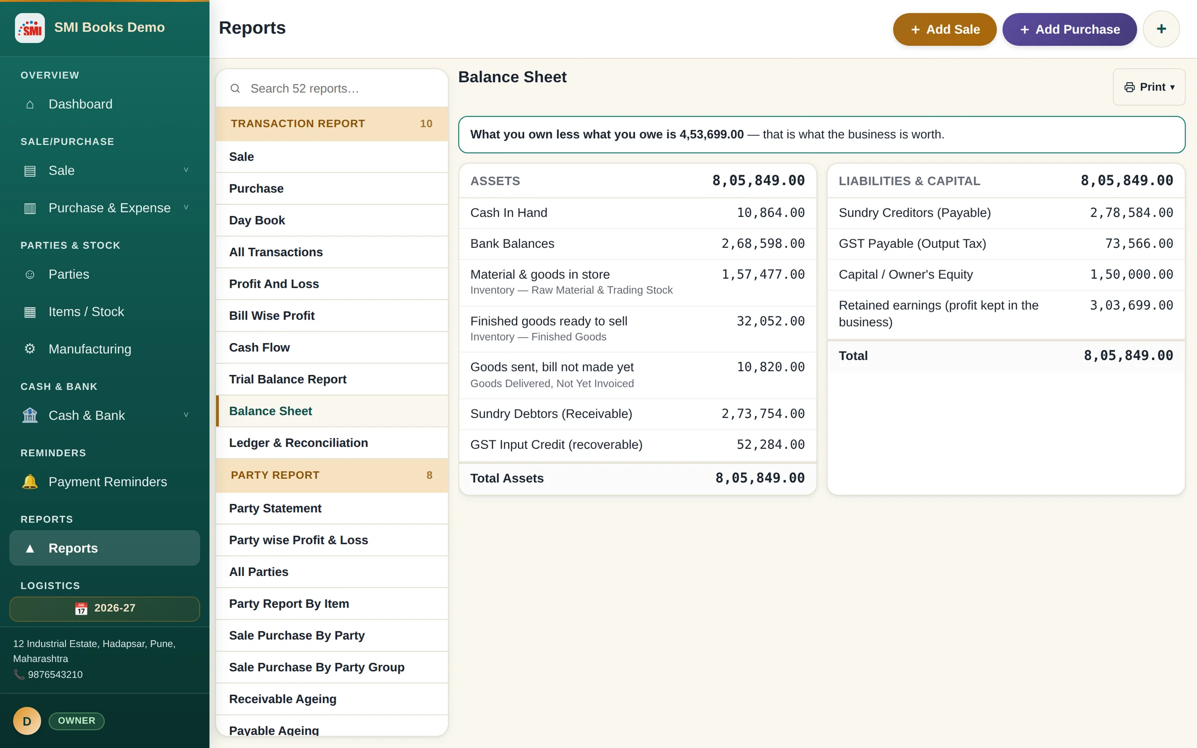 Balance sheet that balances